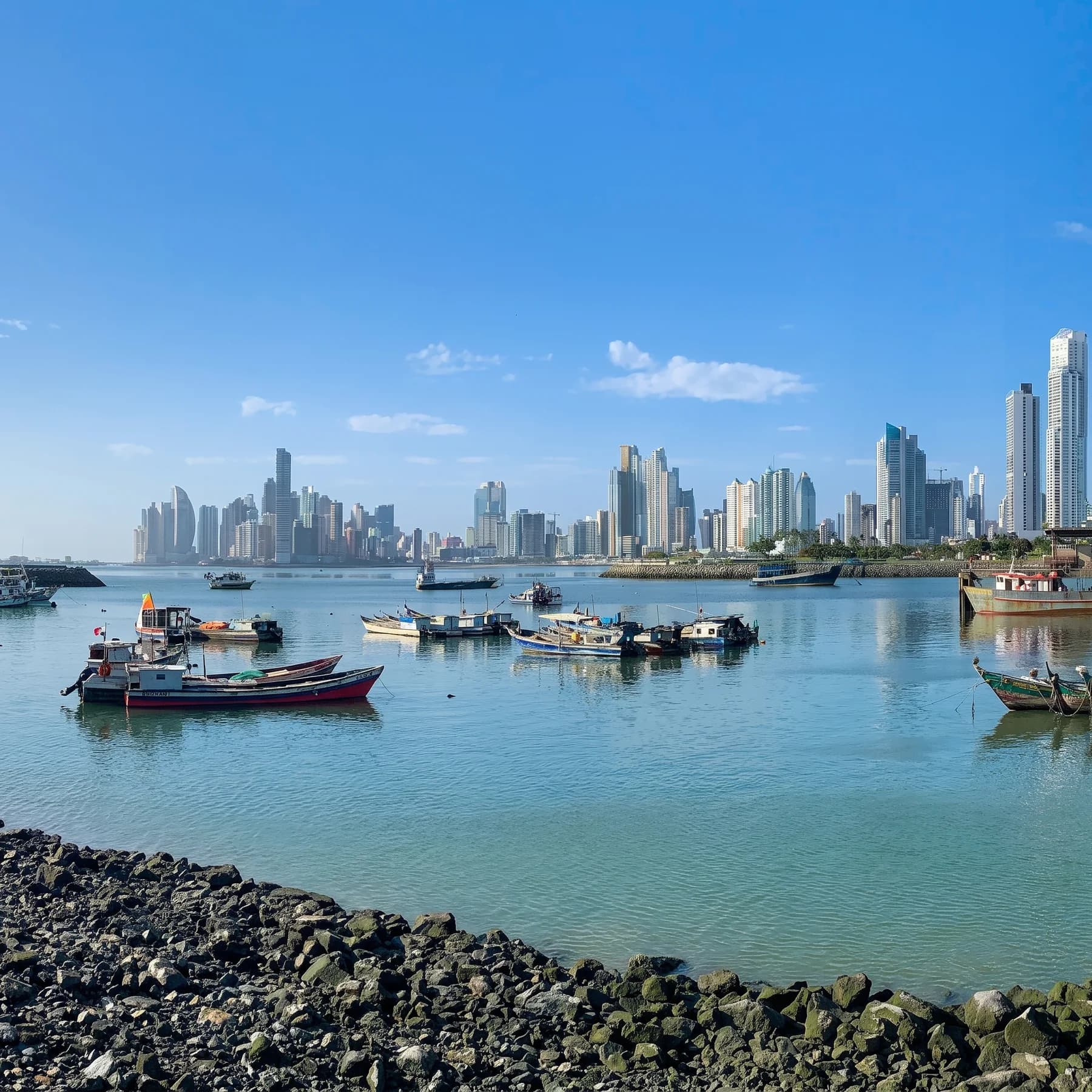 El perfil de la Ciudad de Panamá visto desde la bahía
