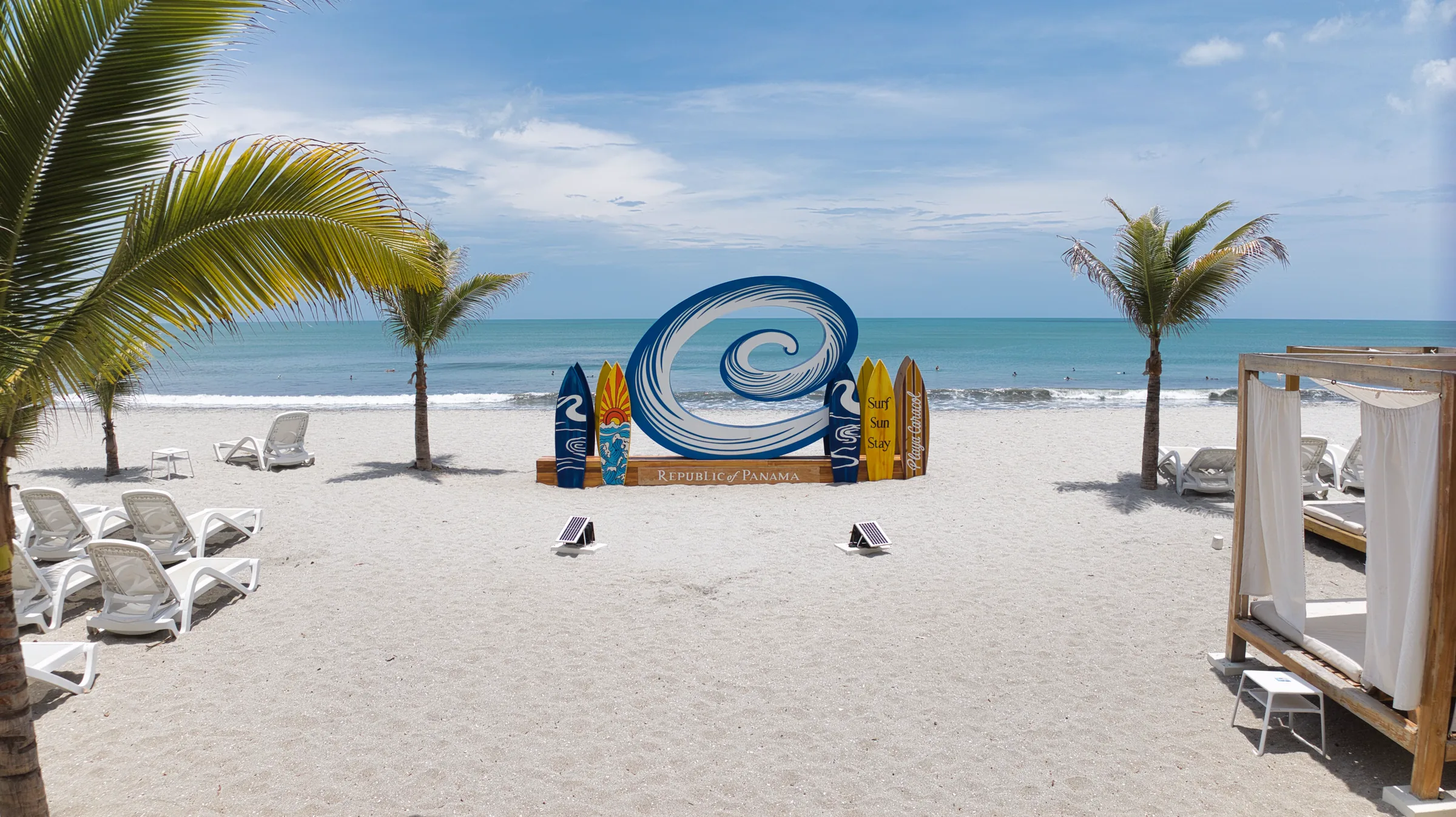 Palm trees and seafront pool at Playa Caracol