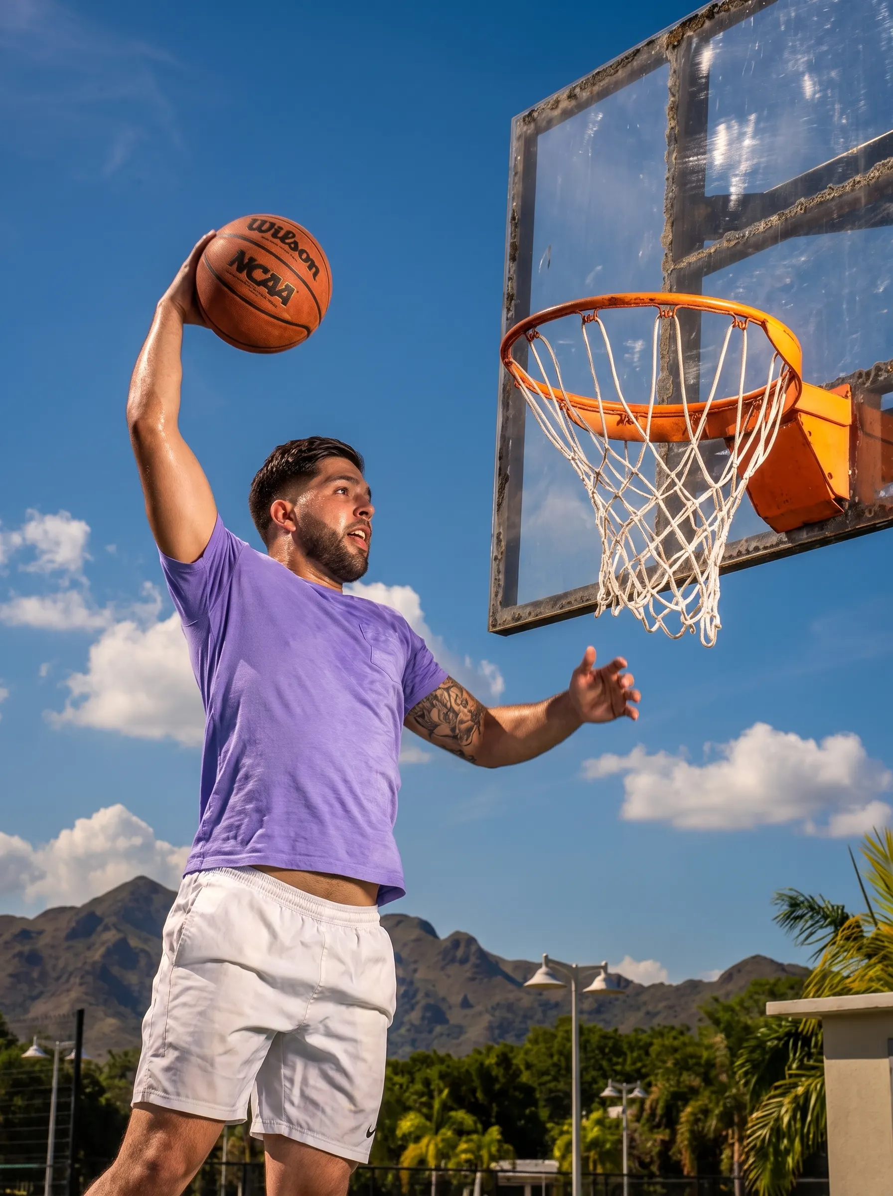 Player shooting a basket on the community courts